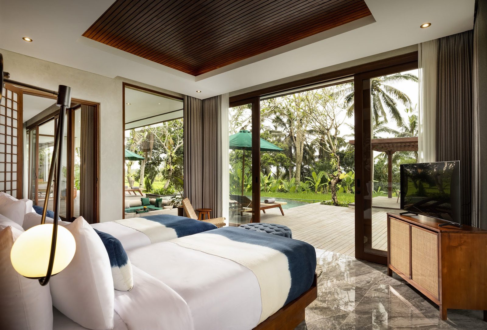 Rice Field View Three Bedroom Villa: twin bedroom